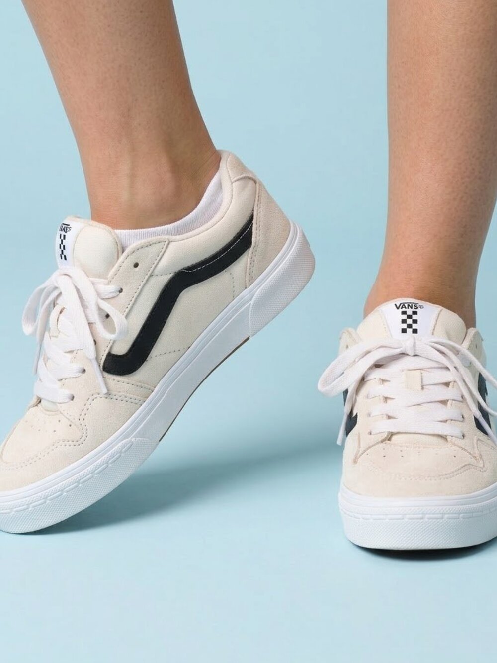 Vans Women's Caldrone Skate Sneaker, Size 7.5, cream and black